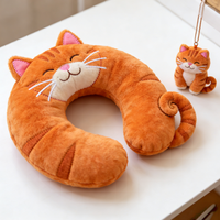 Coussin de Soutien Cervical en Coton Personnalisable avec Logo, Motif Capybara Mignon, Hauteur Réglable 11-30cm, Idéal pour le Bureau et le Sommeil, Peluche Animale de Dessin Animé Unisexe