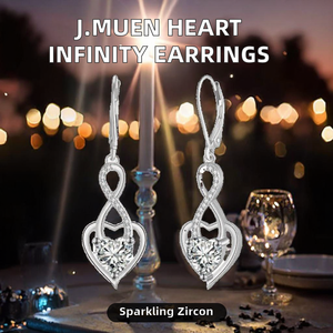Pendientes de Plata de Ley 925 con Zirconia Cúbica 3A en Forma de Corazón Infinito para Mujer, Marca J.MUEN - Product Image 2