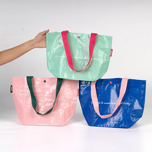 Logo kustom dapat digunakan kembali dilaminasi anyaman <span class=keywords><strong>PP</strong></span> tas belanja Tote warna penuh desain cetak - Product Image 2