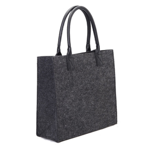 DEQI <strong>Black</strong> Felt Women Handbag Creative Lady Tote <strong>Solid</strong> Shopping <strong>Bag</strong> Casual Shoulder <strong>Bag</strong> Square Trend Felt <strong>Bags</strong> with PU Handles - Product Image 2