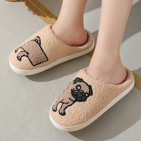 Pantoufles de boutique pour femmes, motif Teckel de dessin animé, d'intérieur, en peluche, moelleuses, douillettes, en coton et fourrure, pour la maison