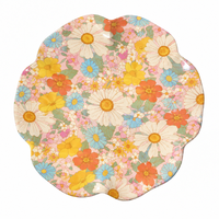 Assiette de service décorative en mélamine colorée à motifs floraux festonnés, durable, pour salades, desserts, fruits, mariages, goûters, repas à la maison
