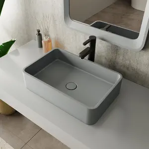 Chine usine en gros ciment évier rectangulaire béton lavabo salle de bain gris éviers