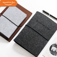 Cuaderno A7 de Fieltro con Hojas Sueltas y Elástico, Personalizable con Logotipo, Páginas de Recambio Cuadrículadas, Bolsillo para Viajes, Notas Diarias, 100 Hojas