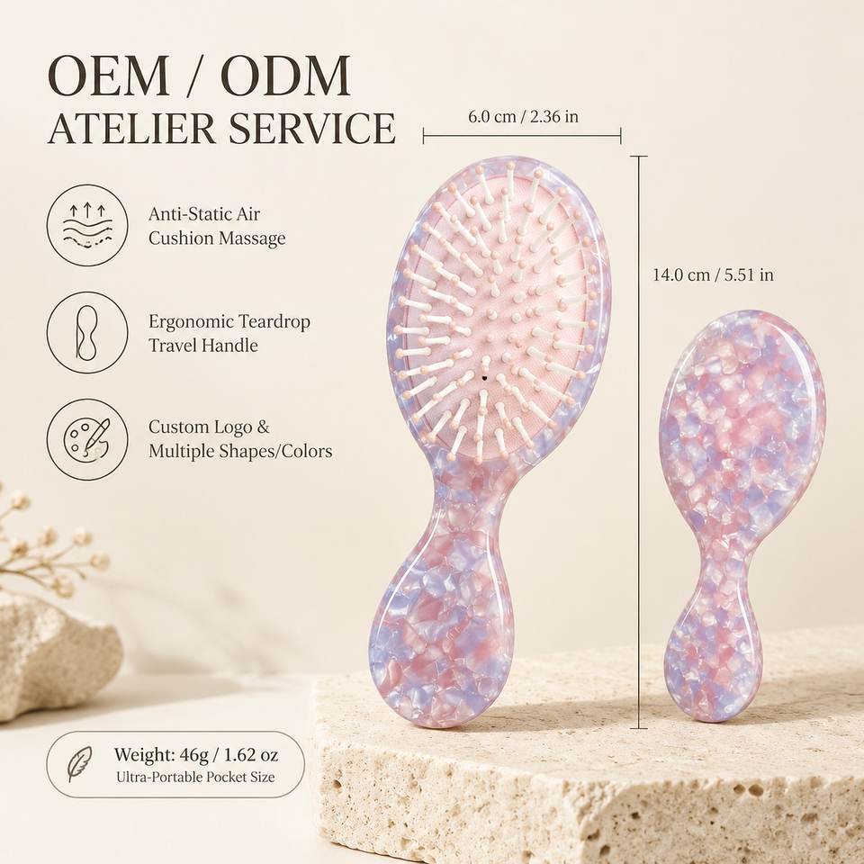 YuAo ODM/OEM 14cm Mini Cellulose Acetate Hair Brush Luxury Pocket ...