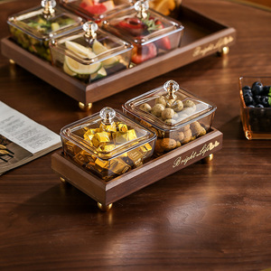 <span class=keywords><strong>Assiette</strong></span> à Collation de Luxe <span class=keywords><strong>en</strong></span> Bois de Bambou avec Couvercle, Compartiments pour Fruits Secs, Ingrédients, Sauce Fondue et Assaisonnement <span class=keywords><strong>en</strong></span> <span class=keywords><strong>Verre</strong></span> - Product Image 3