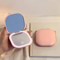 Miroir de maquillage compact portable pour femmes, miroir pliable à LED pour retouches, miroir de luxe haut de gamme de petite taille