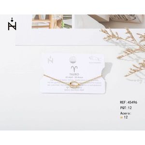 Collana Tauro in acciaio inossidabile con zirconi da 12 mm, gioielli zodiacali color oro per donna - Product Image 1