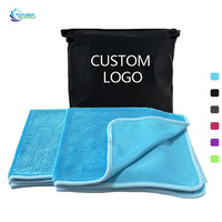 Serviette de lavage auto en microfibre personnalisée avec logo, super absorbante, haute densité, bleu-gris, XXL, XL, 12x12, 16x24, 40x40, 40x60, 60x90cm, 90x70, 20x20cm