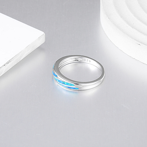 꼼꼼한 925 스털링 오팔 링 섬세한 수제 인레이 레인보우 오팔 우아함 - Product Image 5