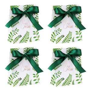 Green Color Wedding Theme Small Candy Treat Paper <strong>Boxes</strong> With Ribbons Gift Cookie Package Paper <strong>Boxes</strong> <strong>for</strong> Party Supplies - Product Image 1