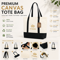 Sac fourre-tout en toile de coton de luxe imprimé haute précision, 16 oz, robuste, conforme à la norme REACH et certifié ISO9001, avec contrôle qualité déterministique
