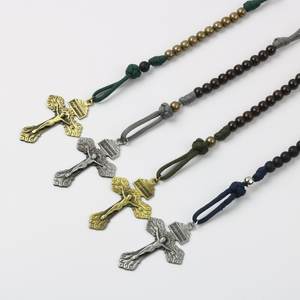 批发天主教宗教产品汽车近景罗萨里奥串珠木制念珠与基督教十字架 - Product Image 6