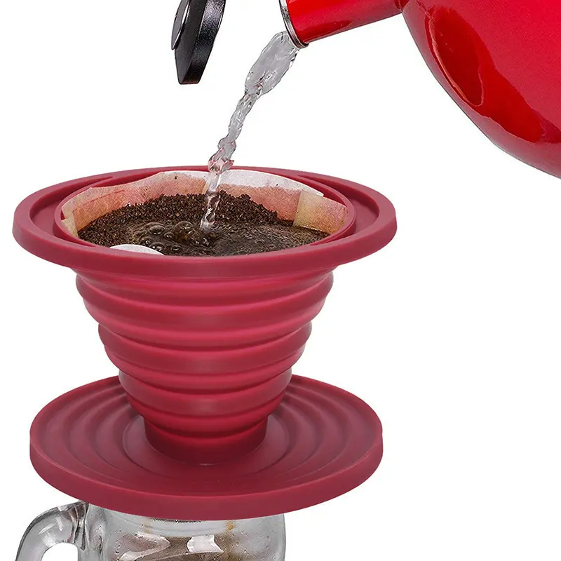 Hot Selling Portable Foldable Silicone Coffee Filter and Funnel for Home and Outdoor Use Handmade Tea Accessories