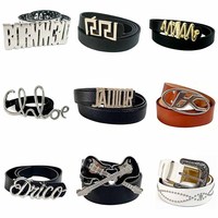 Ceinture personnalisée avec lettres gothiques et boucle en acier inoxydable pour hommes et femmes, accessoires de mode streetwear hip-hop