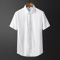 Chemise habillée homme d'été de haute qualité, blanche, à manches trois-quarts, coupe ajustée, décontractée, en satin de soie/coton, infroissable et écologique