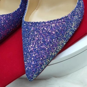 Wholesale Price Summer Autumn Purple <b>Glitter</b> Pointed Toe Sexy Ladies Stiletto High Heels <b>Shoes</b> Breathable Large Size Women Pumps - Product Image 2