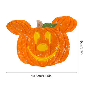 Pince à cheveux Citrouille 12 cm, Accessoire de tête d'Halloween, Unisexe, en Acétate - Product Image 5