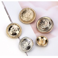 Boutons en alliage ronds gravés personnalisés avec tige en métal doré, plaqué et gaufré pour la couture à la main