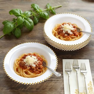 Tazones Desechables <span class=keywords><strong>de</strong></span> Plástico Blanco con Borde <span class=keywords><strong>de</strong></span> Perlas Doradas, Ideales para Fiestas, Picnics, Bodas, Catering, <span class=keywords><strong>Restaurantes</strong></span>, Venta al por Mayor - Product Image 4