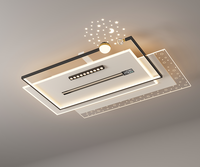 Lampu Kipas Plafon LED Akrilik Besi Modern untuk Seluruh Rumah, Remote Control, Kamar Tidur, Ruang Tamu, Motor AC, Dapat Diredupkan, 220V