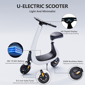 โรงงานผลิตสกู๊ตเตอร์แบบมีที่นั่ง 350W พรีเมียม อลูมิเนียม แบตเตอรี่ลิเธียม 36V พกพาสะดวก รุ่น QK-U-1 รับผลิตแบบ OEM/ODM - Product Image 3