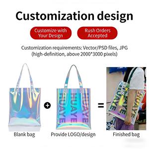 美しいエコフレンドリーなホログラフィック大型ビーチトートクリアギフトショッピングバッグ、ゴムPVCシリコンカスタムバッグ、女性の日常生活に - Product Image 2