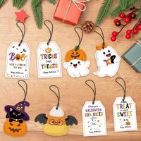 Étiquettes cadeaux Halloween Trick or Treat, 48 pièces par lot, 8 motifs, tailles variées de 5,5 à 10,2 cm, découpées, dos vierge, pour cadeaux de fête d'enfants