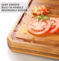 Planche à découper en bois d'acacia biologique double face pour viande, fromage et légumes