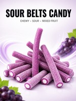 Bonbons gélifiés Sour Belts en gros à prix d'usine, bandes à mâcher multicolores aux saveurs de fruits, sachet refermable