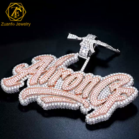 Pendentif Moissanite Personnalisé avec Lettre, en Argent Sterling 925, Style Hip Hop Iced Out, Bijou Rond Brillant et Taille Baguette, Cadeau