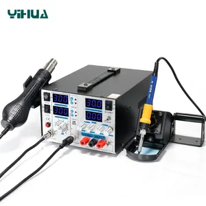 YIHUA 853D+ 5A 3in1 hot air large power soldering iron rework station nice aluminum front panel rework soldering station