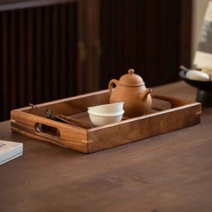 Walnut Wood Rectangular <b>Tea</b> <b>Tray</b> Solid Wood Serving <b>Tray</b> For Household Coffee Snack Elegant Design Handmade - Product Image 3