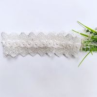 Renda Bunga 3D Putih yang Dapat Larut dalam Air dengan Hiasan Mutiara untuk Gaun Pengantin, Kerudung Pengantin, Bordir Tepi Renda, Pita