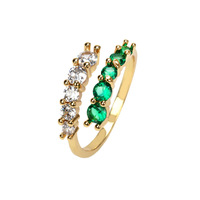 Landy – bague rétro en zircon cœur émeraude pour femme, anneau ouvert en cuivre plaqué or