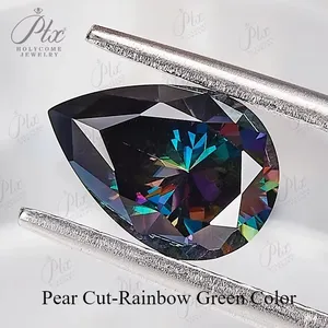 Moissanite pietra sciolta Moissanite pera taglio VVS1 chiarezza rosa/<span class=keywords><strong>arcobaleno</strong></span> <span class=keywords><strong>verde</strong></span>/colore granato con GRA certificato per la creazione di gioielli - Product Image 4