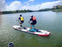 Vélo aquatique à pédales pliable rapide pour deux personnes, avec cadre en plastique et grand tapis flottant SUP plat, idéal pour les parcs aquatiques, de la marque Lumark (Chine)