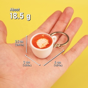 Porte-clés tasse à café latte imprimée UV, modèle simulation caramel macchiato, fausse nourriture, accessoire de décoration pour sac et présentation - Product Image 5