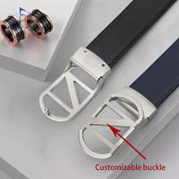 Ceinture en cuir véritable avec boucle personnalisée BLU pour hommes et femmes, boucles de ceinture personnalisées