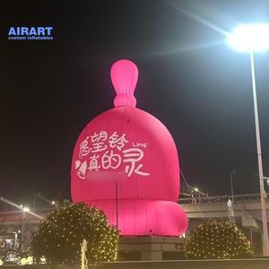 Cloche rose gonflable de centre commercial avec lettre imprimée, décoration géante gonflable de cloche de mur de toit <span class=keywords><strong>pour</strong></span> la publicité - Product Image 1