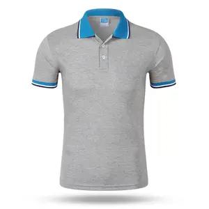 Camiseta de algodón azul marino para hombre, Polo personalizado con logotipo bordado