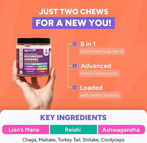 Gomitas de Hongos Orgánicos de Mi Fábrica con Ashwagandha, Mezcla Funcional de Hongos 8 en 1 para el Apoyo Inmunológico y Mental - Product Image 4
