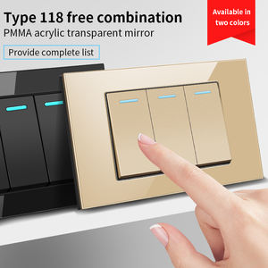 <span class=keywords><strong>Enchufe</strong></span> de Pared con Interruptor de Luz, Estándar Estadounidense, Tipo C, de Vidrio Templado Dorado, para México, Japón, Tailandia, 118 - Product Image 3