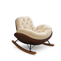 Fauteuil à bascule de luxe en cuir et tissu, style nordique moderne, pour salon et salle d'attente, prix de gros