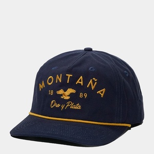 Casquette Snapback en coton non structurée à 5 panneaux avec logo personnalisé OEM, broderie, bleu marine, visière plate avec cordon - Product Image 3