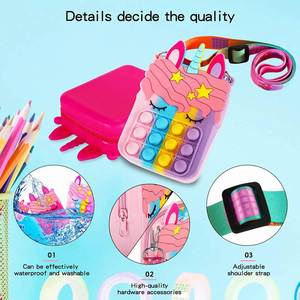 2022 Wholesale Unicorn Popper Book Silicone <b>Backpack</b> Push Bubble Schoolbag <b>Kid</b> Big Fidget Pop Itting Bag - Product Image 3