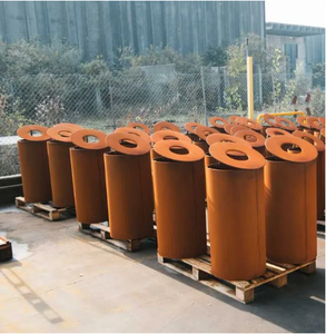 Pattumiera di rifiuti pubblici in acciaio Corten per esterni, - Product Image 6