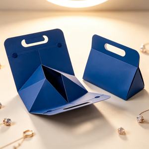 Boîte cadeau pliable en gros avec poignée découpée, bleu roi, fermeture magnétique, boîte en papier portable pour emballage de cadeaux de fêtes - Product Image 4