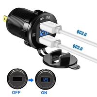 12V 24V 36W Carga rápida Toma de corriente USB dual Aluminio QC 3,0 Cargador de coche con voltímetro