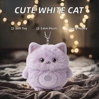 Coussin en peluche chat blanc doux - Jouet brodé anti-stress